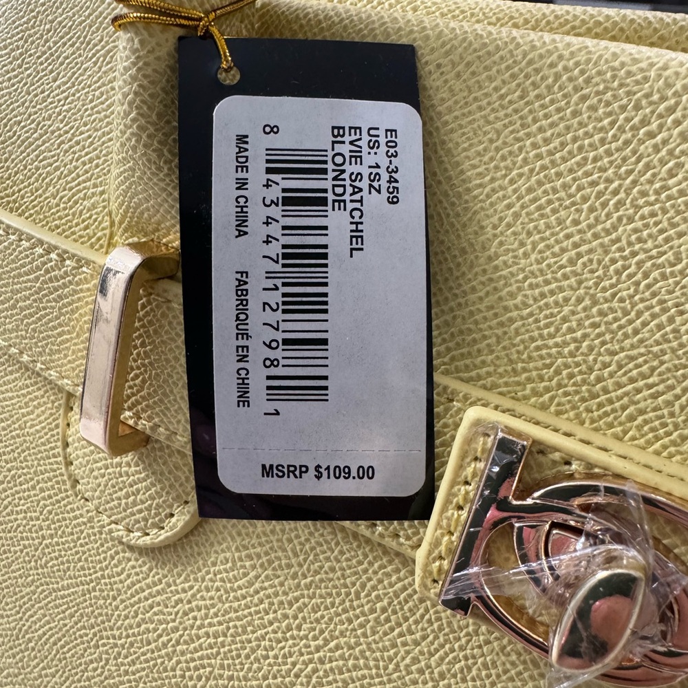 Bebe Evie Yellow Structured Satchel Handbag – Gold Hardware - Picture 4 of 7